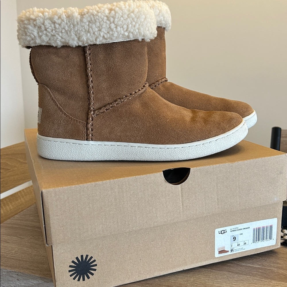 UGG Chestnut Suede Boots with Shearling